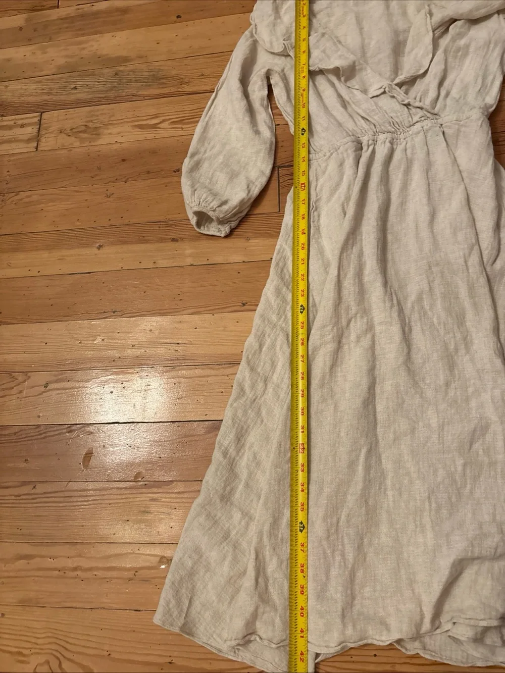 MADEWELL Women Size XS Linen Cotton Ruffle Neck Midi Dress